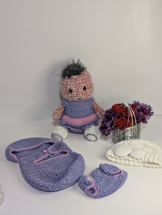 Crochet doll with outfits